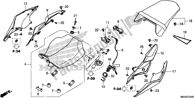 Todas las partes para Seat/rear Cowl de Honda CBR 650 RA R 2019