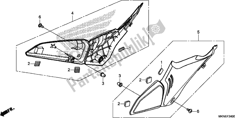 All parts for the Side Cover of the Honda CBR 650 RA R 2019