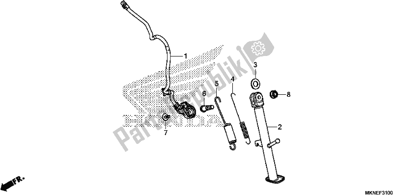 Todas as partes de Suporte Lateral do Honda CBR 650 RA R 2019