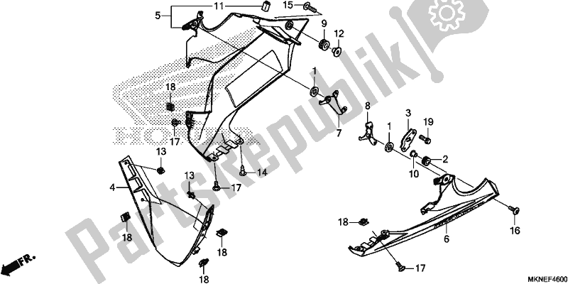 All parts for the Under Cowl of the Honda CBR 650 RA R 2019