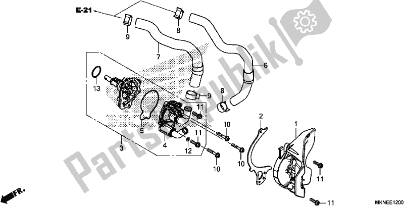 All parts for the Water Pump of the Honda CBR 650 RA R 2019