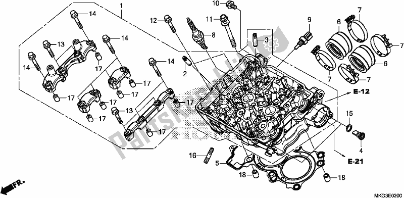 All parts for the Cylinder Head of the Honda CMX 500A 2017