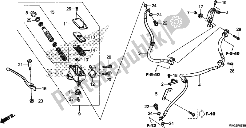 All parts for the Front Brake Master Cylinder of the Honda CMX 500A 2017