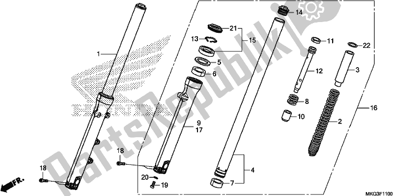 All parts for the Front Fork of the Honda CMX 500A 2017