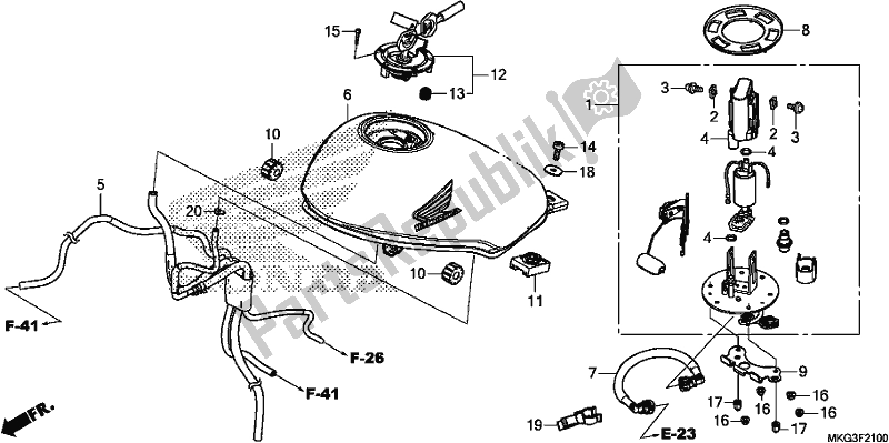 All parts for the Fuel Tank/fuel Pump of the Honda CMX 500A 2017