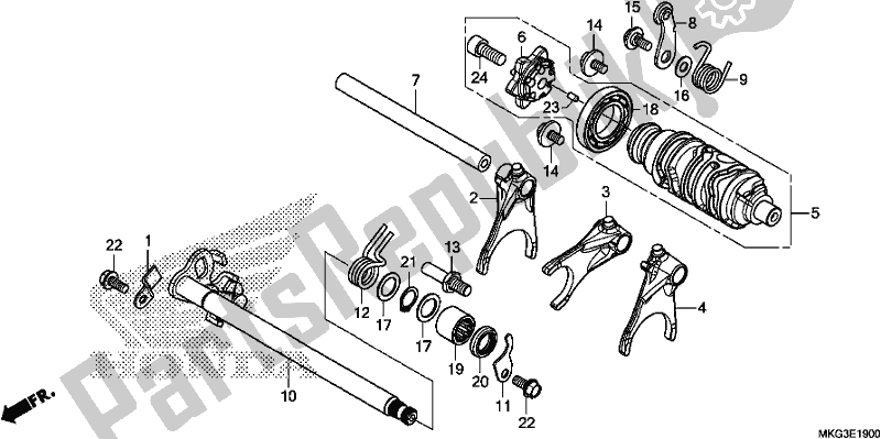 All parts for the Gearshift Drum of the Honda CMX 500A 2017