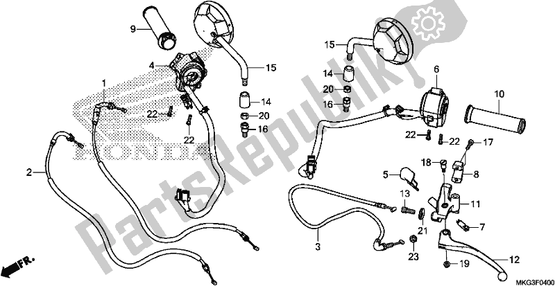 Todas las partes para Handle Lever/switch/cable/mirror de Honda CMX 500A 2017