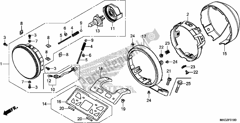 All parts for the Headlight of the Honda CMX 500A 2017