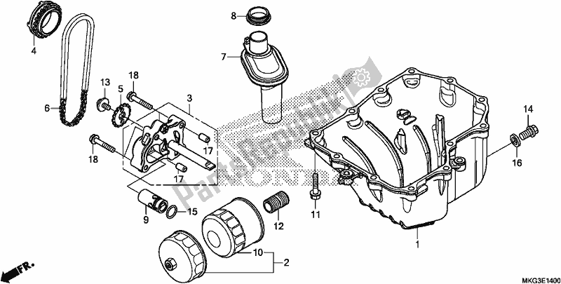 All parts for the Oil Pan/oil Pump of the Honda CMX 500A 2017