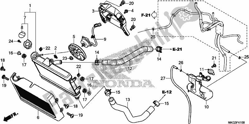 All parts for the Radiator of the Honda CMX 500A 2017