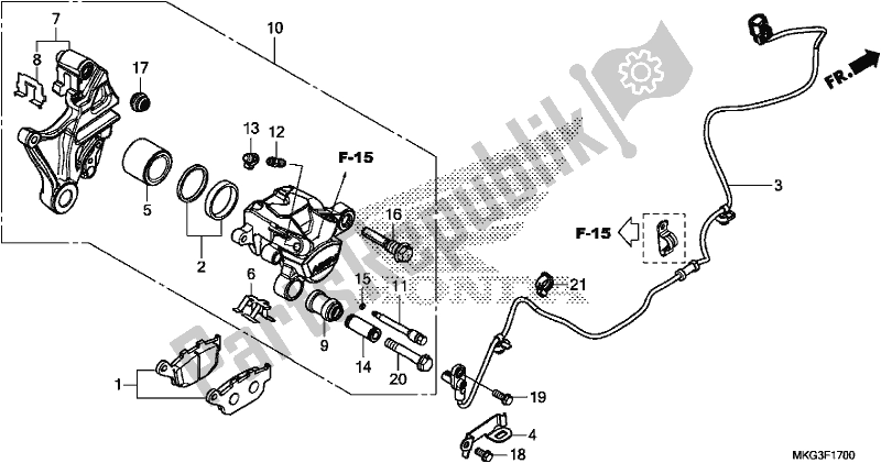 All parts for the Rear Brake Caliper of the Honda CMX 500A 2017