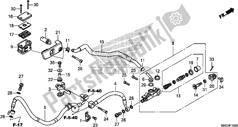 All parts for the Rear Brake Master Cylinder of the Honda CMX 500A 2017