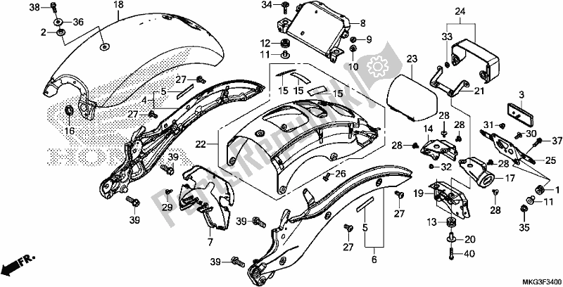 All parts for the Rear Fender of the Honda CMX 500A 2017