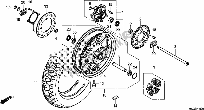 All parts for the Rear Wheel of the Honda CMX 500A 2017