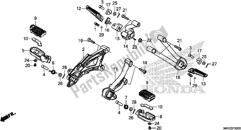 All parts for the Step of the Honda CMX 500A 2017
