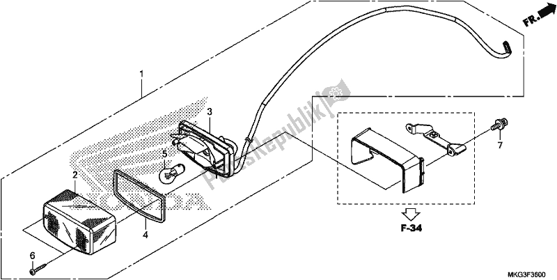 All parts for the Taillight of the Honda CMX 500A 2017