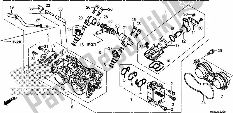 Tutte le parti per il Corpo Farfallato del Honda CMX 500A 2017