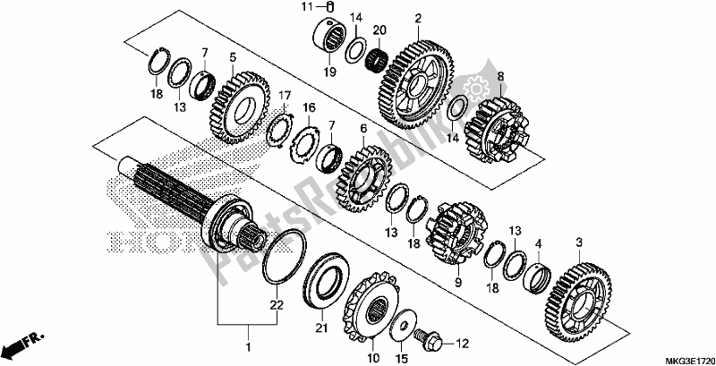 All parts for the Transmission (countershaft) of the Honda CMX 500A 2017