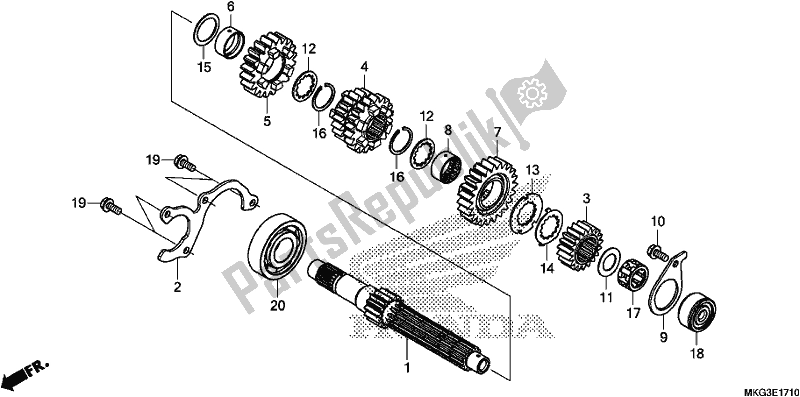 All parts for the Transmission (mainshaft) of the Honda CMX 500A 2017