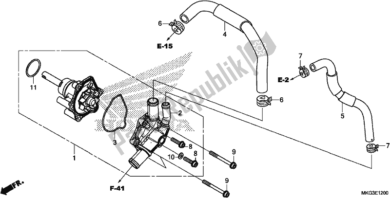 All parts for the Water Pump of the Honda CMX 500A 2017