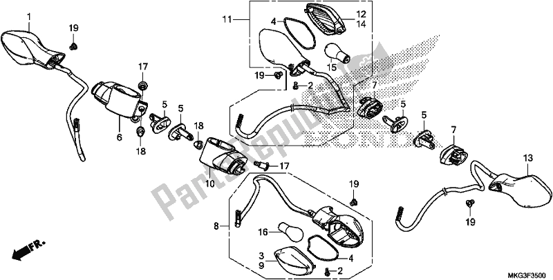 All parts for the Winker of the Honda CMX 500A 2017