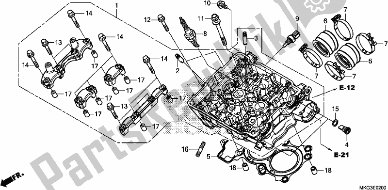 All parts for the Cylinder Head of the Honda CMX 500A 2018