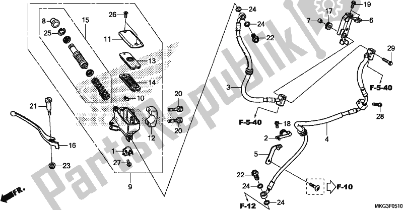 All parts for the Front Brake Master Cylinder of the Honda CMX 500A 2018