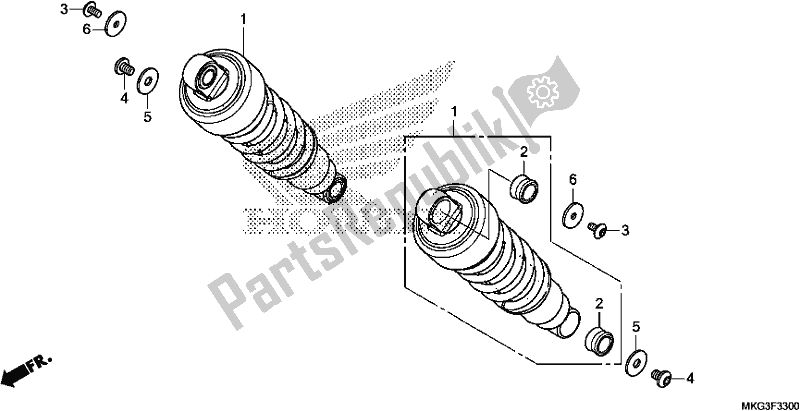 Todas as partes de Almofada Traseira do Honda CMX 500A 2018