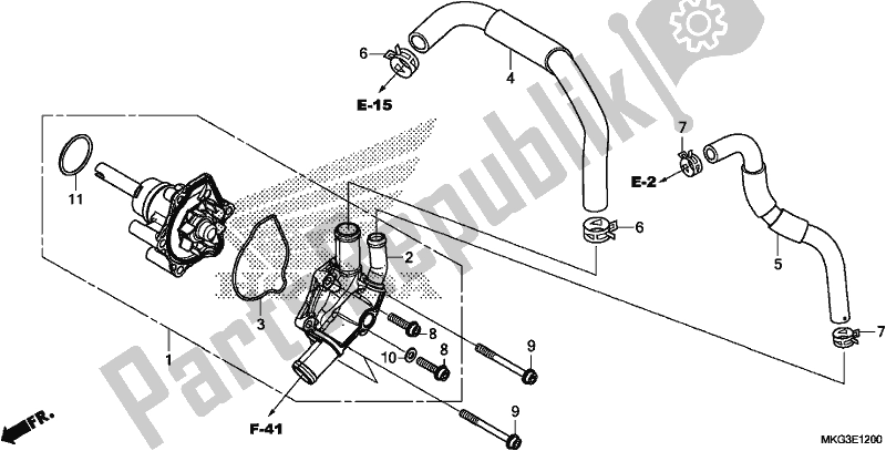 All parts for the Water Pump of the Honda CMX 500A 2018