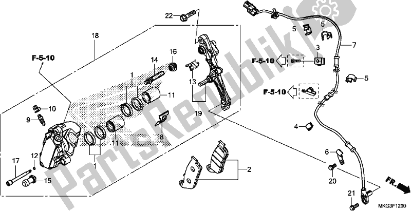 All parts for the Front Brake Caliper of the Honda CMX 500A 2019