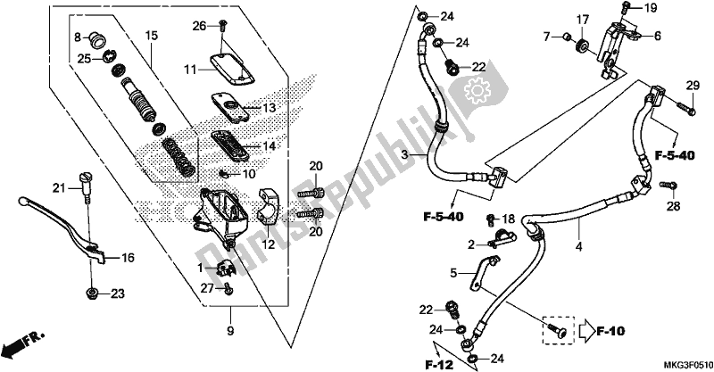 Tutte le parti per il Pompa Freno Anteriore del Honda CMX 500A 2019