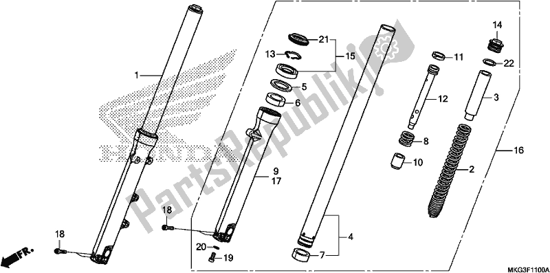 All parts for the Front Fork of the Honda CMX 500A 2019
