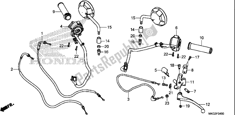 Tutte le parti per il Handle Lever/switch/cable/mirror del Honda CMX 500A 2019