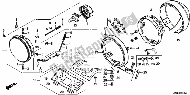 All parts for the Headlight of the Honda CMX 500A 2019