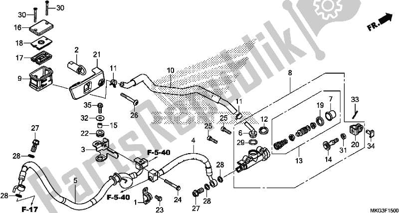 Tutte le parti per il Pompa Freno Posteriore del Honda CMX 500A 2019