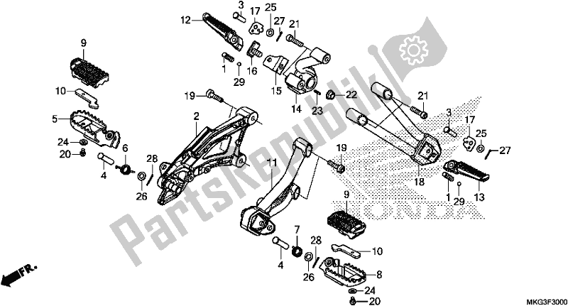 All parts for the Step of the Honda CMX 500A 2019