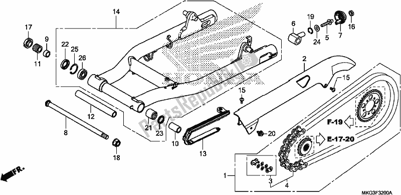 Alle onderdelen voor de Achterbrug van de Honda CMX 500A 2019