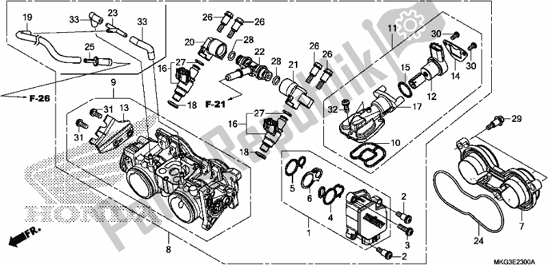All parts for the Throttle Body of the Honda CMX 500A 2019