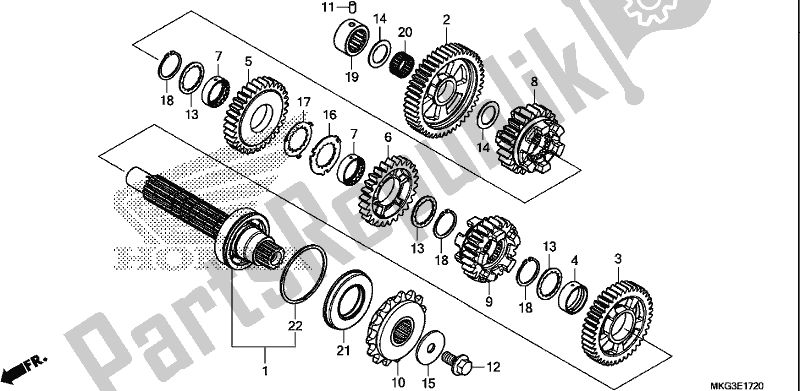 All parts for the Transmission (countershaft) of the Honda CMX 500A 2019