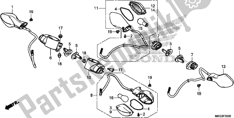 Toutes les pièces pour le Clignotant du Honda CMX 500A 2019