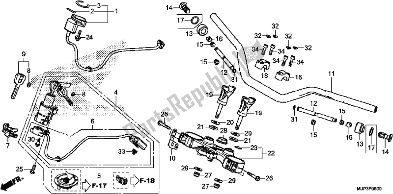 Toutes les pièces pour le Handle Pipe/top Bridge du Honda CRF 1000 Africa Twin 2017