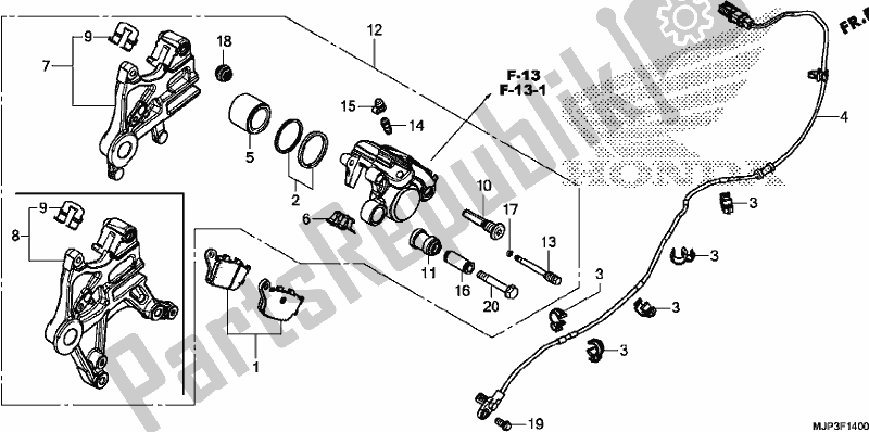 All parts for the Rear Brake Caliper of the Honda CRF 1000 Africa Twin 2017