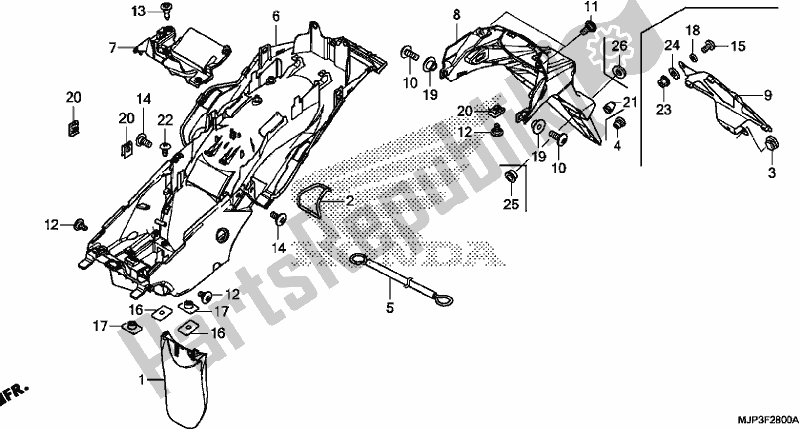 Tutte le parti per il Parafango Posteriore del Honda CRF 1000 Africa Twin 2017