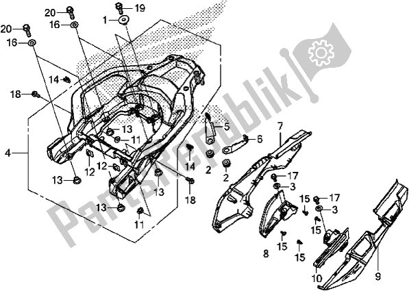 Alle onderdelen voor de Side Cover/rear Carrier van de Honda CRF 1000 Africa Twin 2017