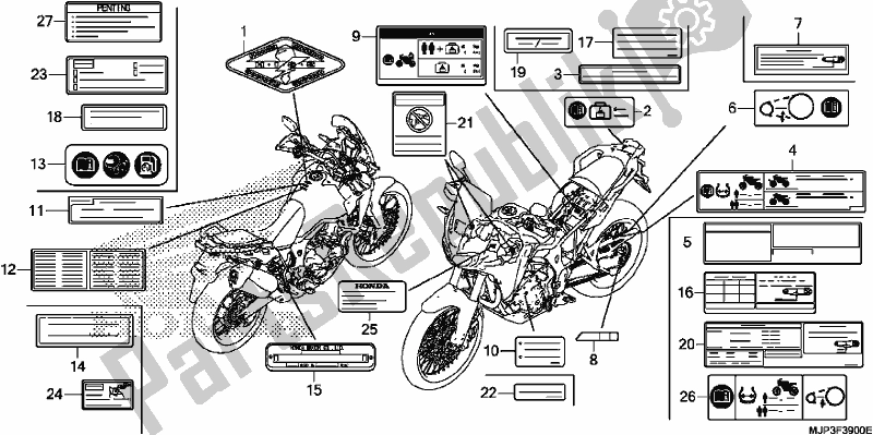 Tutte le parti per il Etichetta Di Avvertenza del Honda CRF 1000A Africa Twin 2017