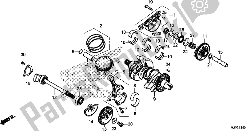 All parts for the Crankshaft/piston of the Honda CRF 1000A Africa Twin 2017