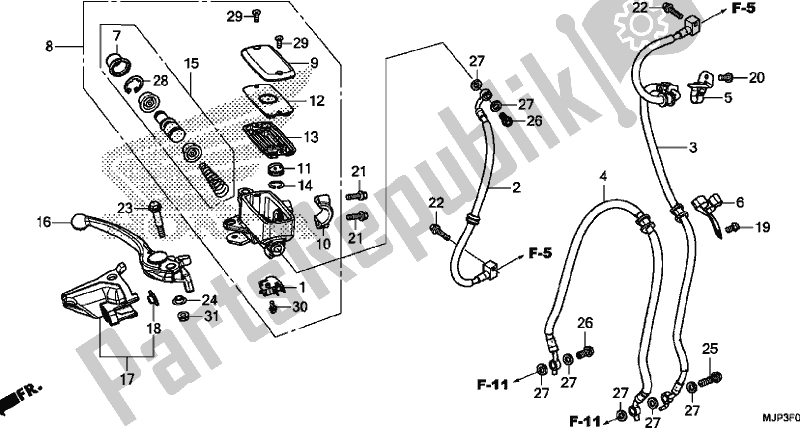 All parts for the Fr. Brake Master Cylinder of the Honda CRF 1000A Africa Twin 2017