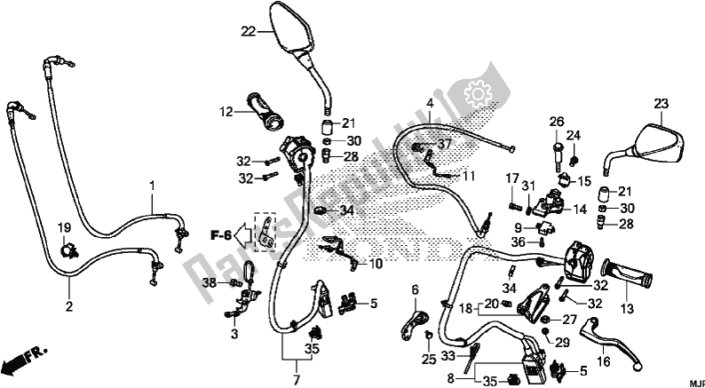 Tutte le parti per il Handle Lever/switch/cable del Honda CRF 1000A Africa Twin 2017