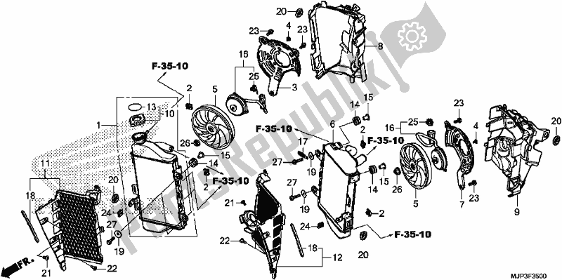 All parts for the Radiator of the Honda CRF 1000A Africa Twin 2017