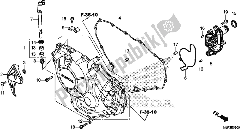 All parts for the Right Crankcase Cover of the Honda CRF 1000A Africa Twin 2017